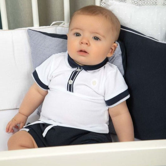 Navy & White Short Set